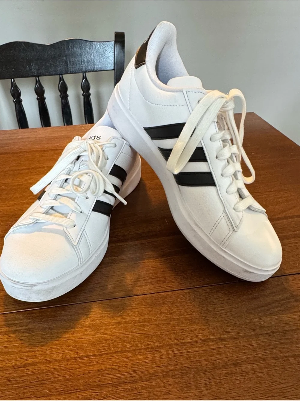 adidas White Sneakers with Black Stripes